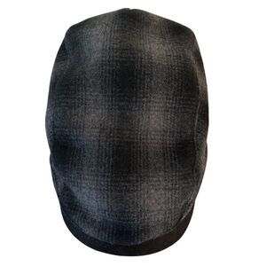 Stewart of Scotland Men's Newsboy Cap Hat Wool Blend Plaid Black Gray Size L/XL